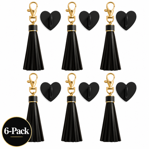 Charm Set - 6-Pack | Black Tassel & Adhesive Charm Hook
