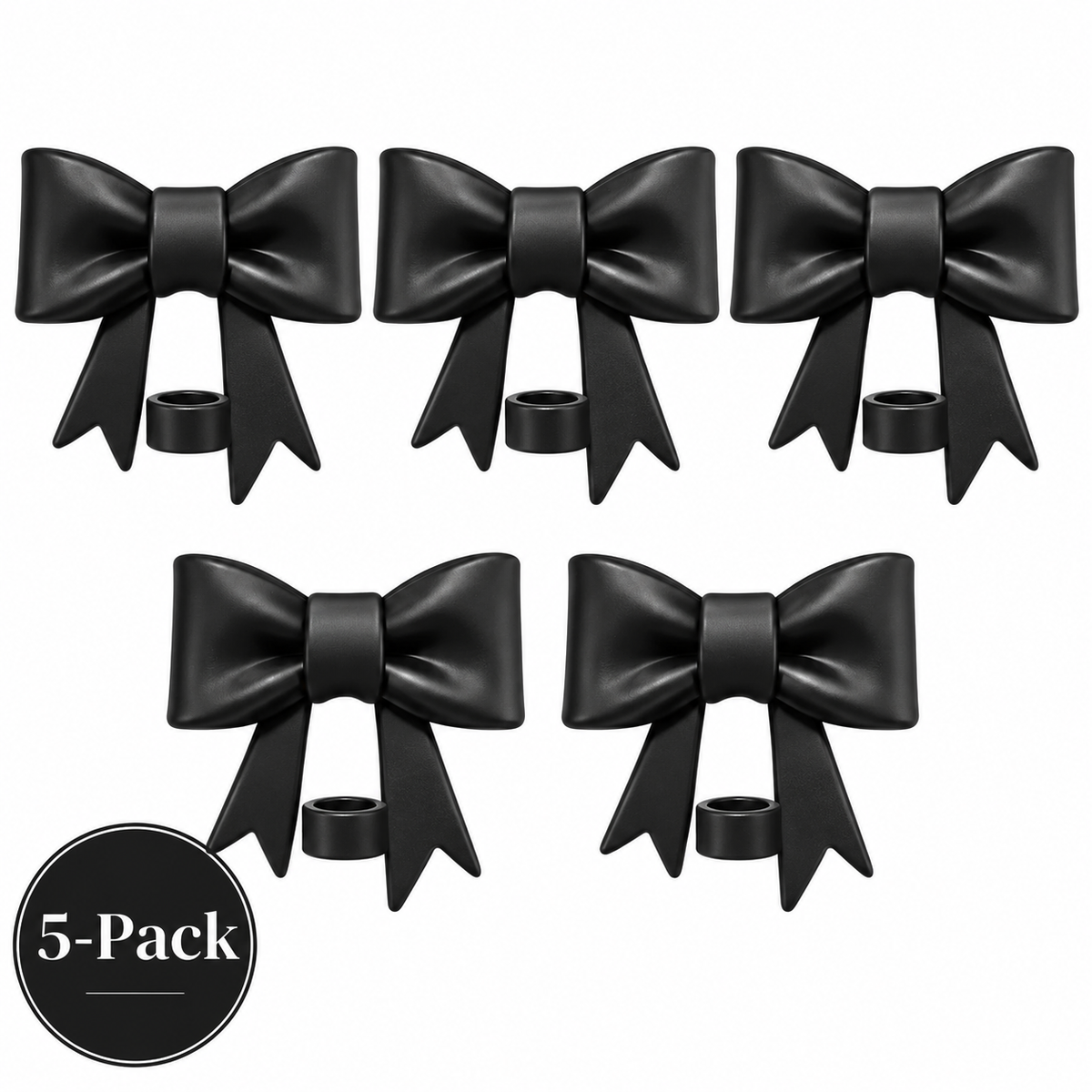 Straw Topper 5-Pack | Black Bows