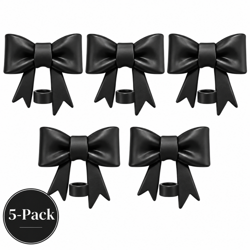 Straw Topper 5-Pack | Black Bows