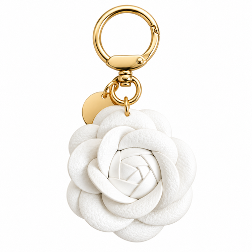 White Vegan Leather Rose Charm