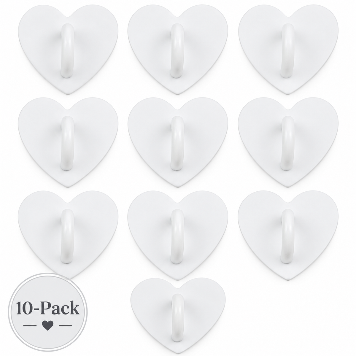 Adhesive Charm Hook 10-Pack | White Hearts