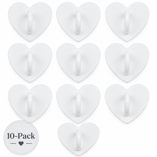 Adhesive Charm Hook 10-Pack | White Hearts
