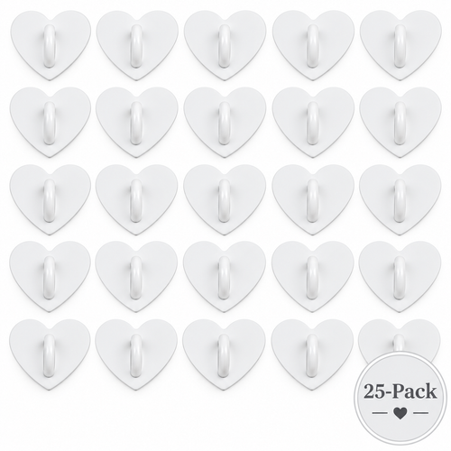 Adhesive Charm Hook 25-Pack | White Hearts