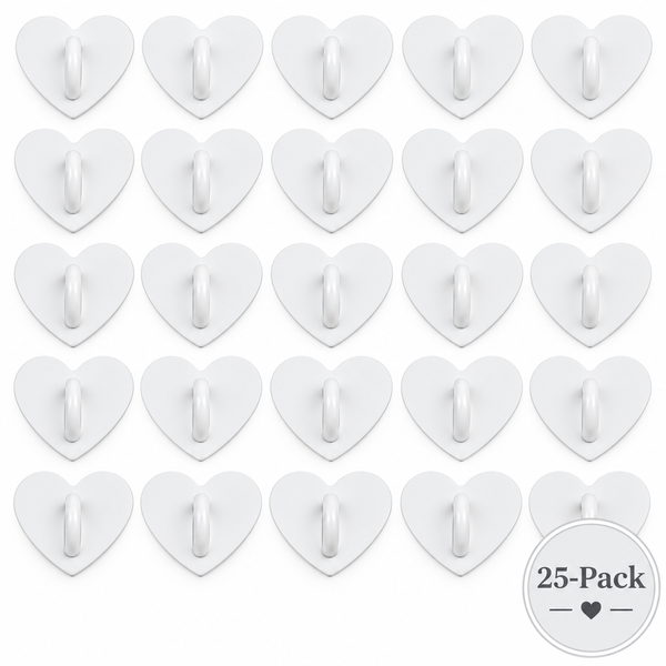 Adhesive Charm Hook 25-Pack | White Hearts