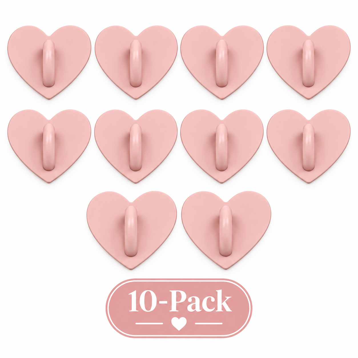 Adhesive Charm Hook 10-Pack | Pink Hearts