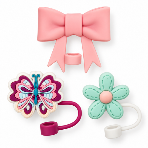 Straw Topper 3-Pack | Spring Butterfly