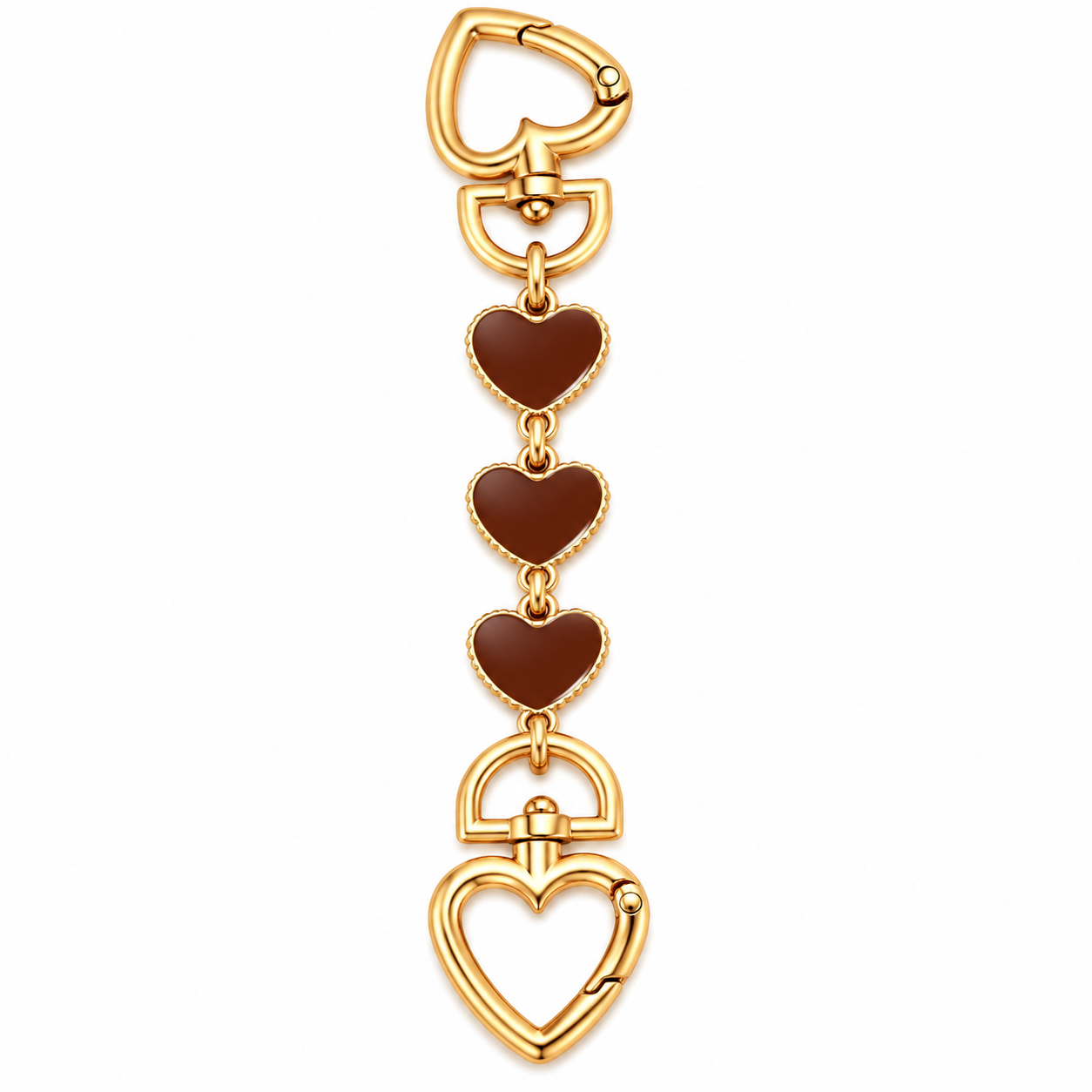 Purse Extender Chain | Brown Hearts | 6.5"