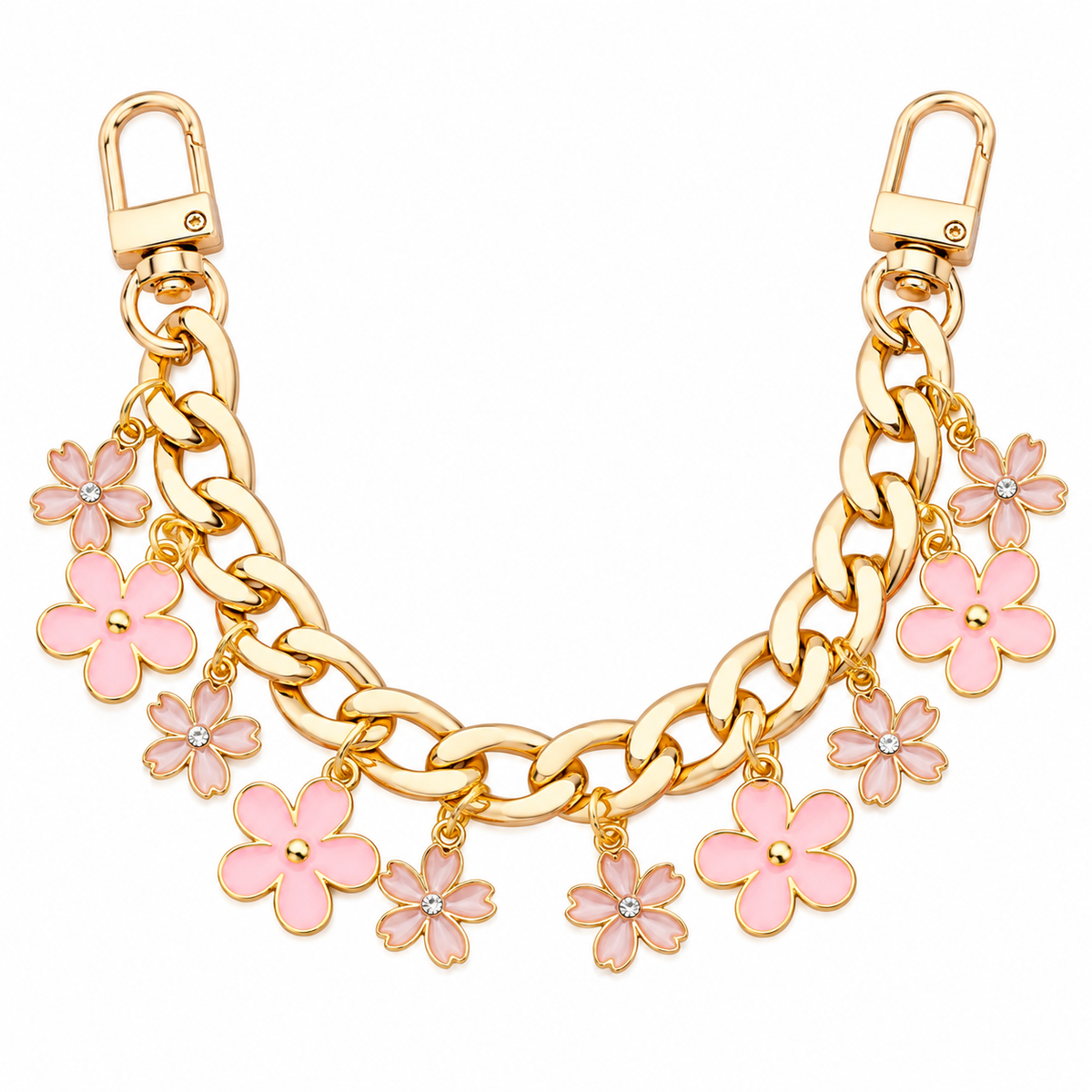 Purse Chain Strap | Pink Flowers | 7.5"