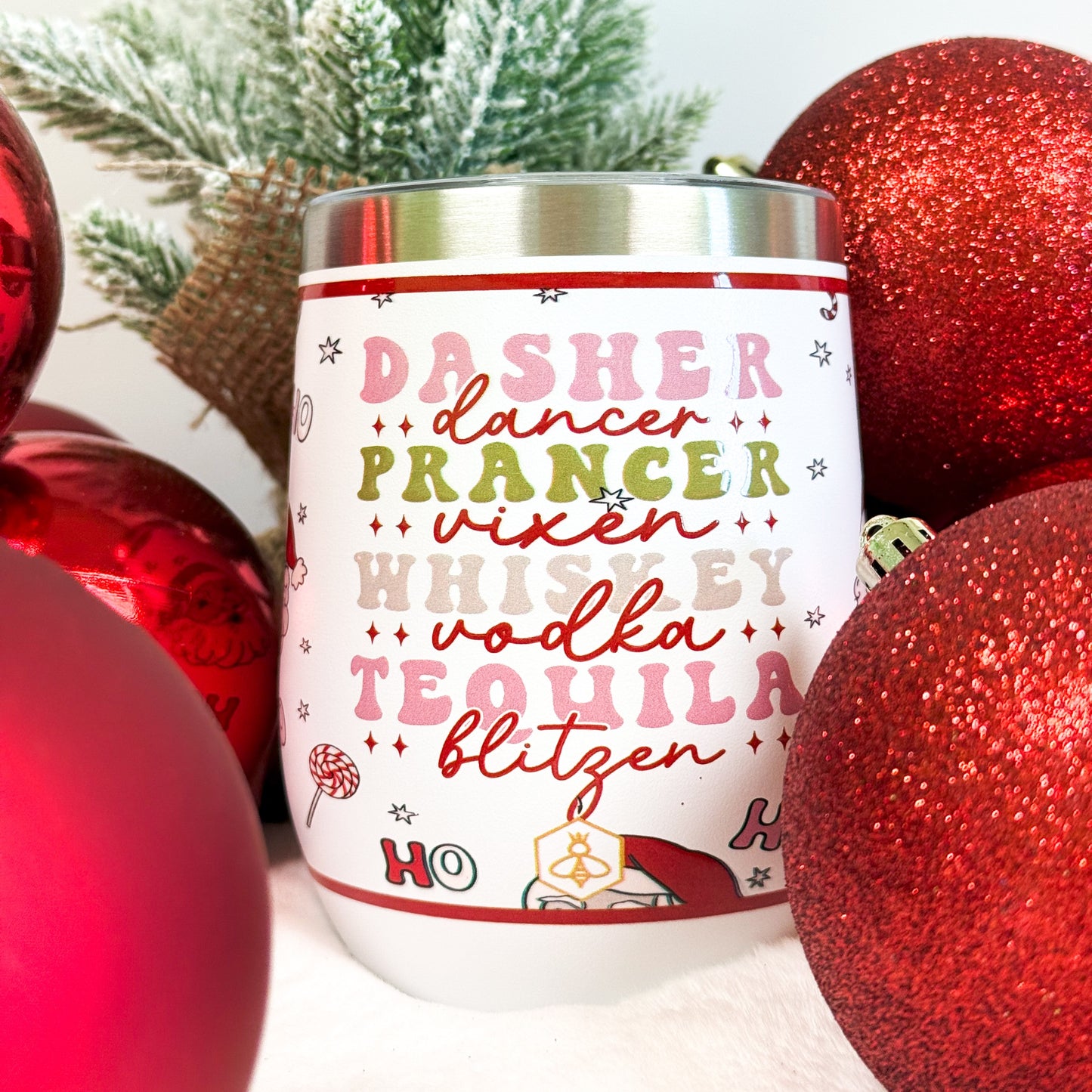 Dasher Dancer Wine Tumbler