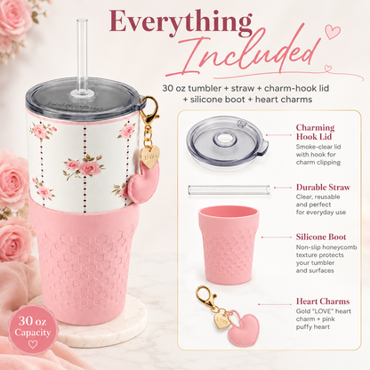 Pink Roses — 30oz Charm Tumbler