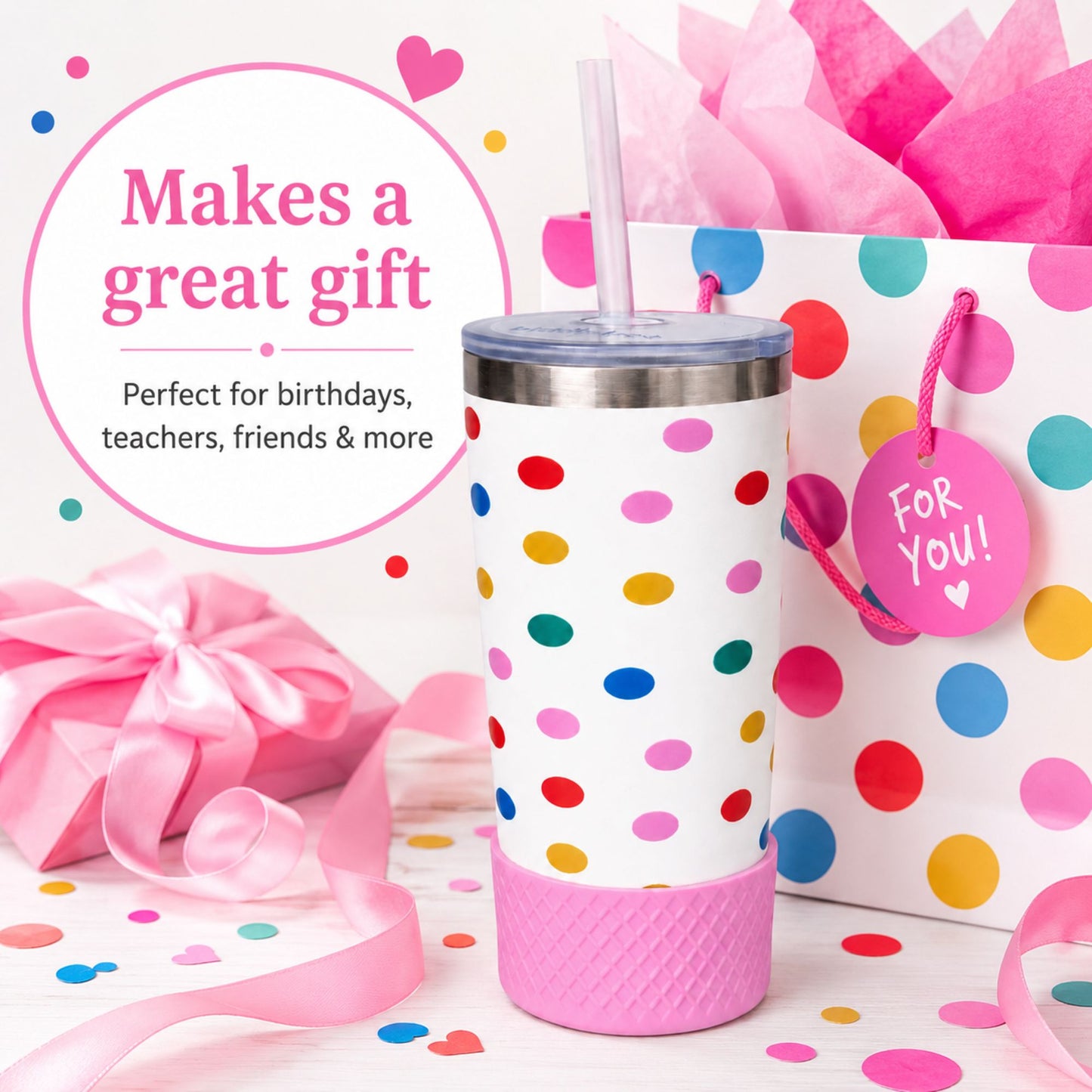 20oz Tumbler 4-Pack | Happy Dots