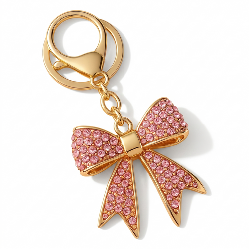 Crystal Luxe Pink Bow Charm