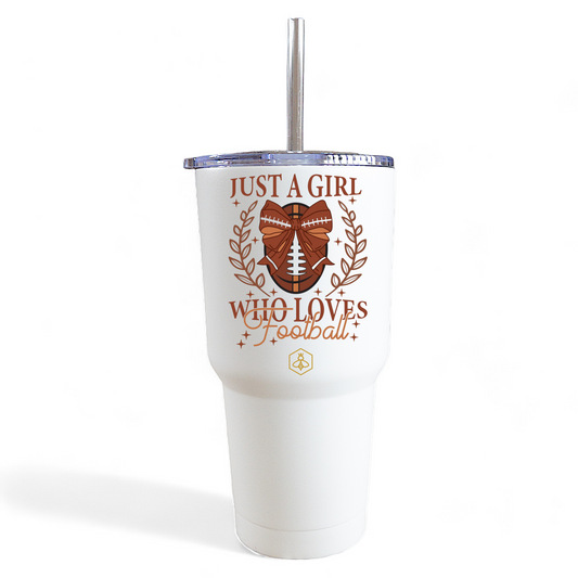 Just a Girl Who Loves Football 30oz Straw Tumbler