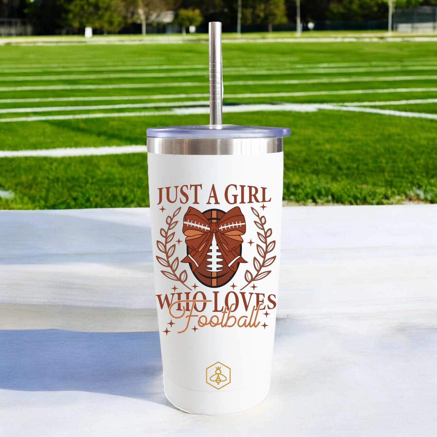 Just a Girl Who Loves Football 20oz Straw Tumbler