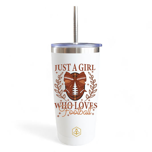 Just a Girl Who Loves Football 20oz Straw Tumbler