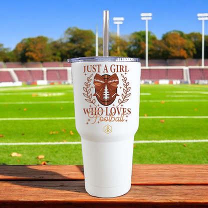 Just a Girl Who Loves Football 30oz Straw Tumbler