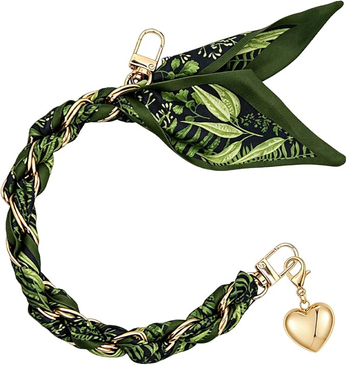 Purse Scarf Chain | Green Leaves | 12"