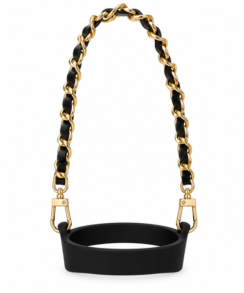 Tumbler Handle | Black & Gold Chain
