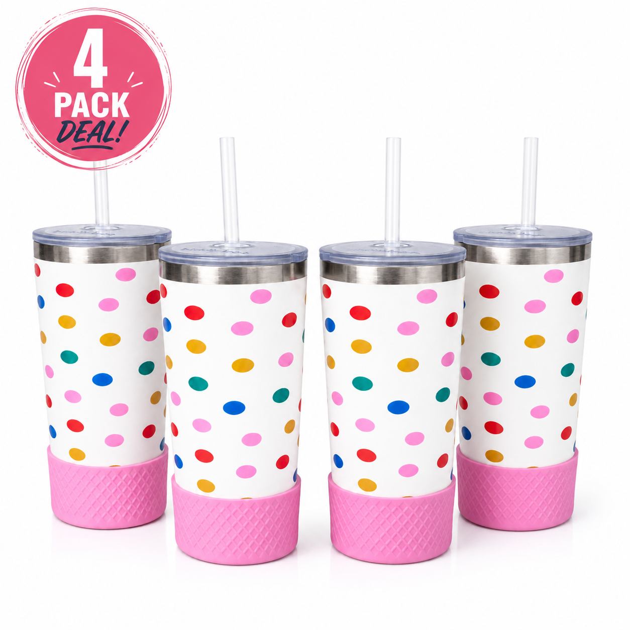 20oz Tumbler 4-Pack | Happy Dots