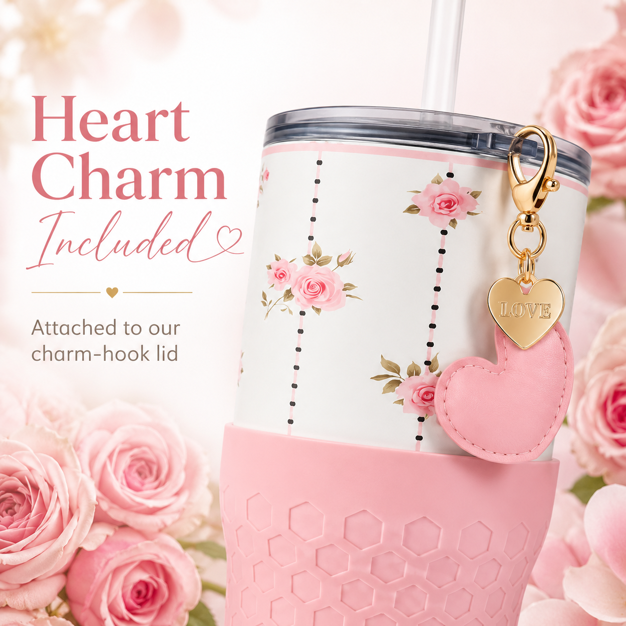 Pink Roses — 30oz Charm Tumbler