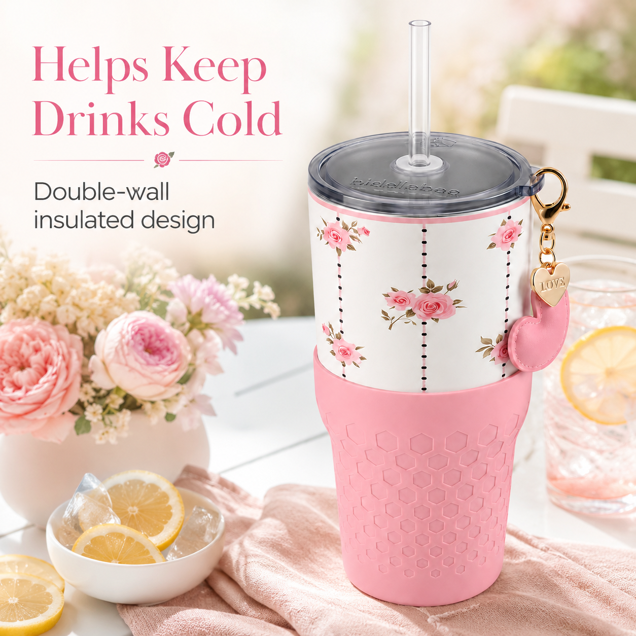 Pink Roses — 30oz Charm Tumbler