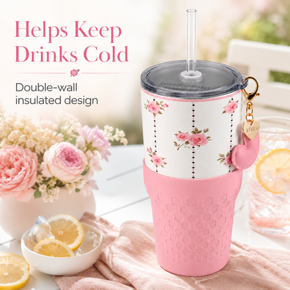 Pink Roses — 30oz Charm Tumbler