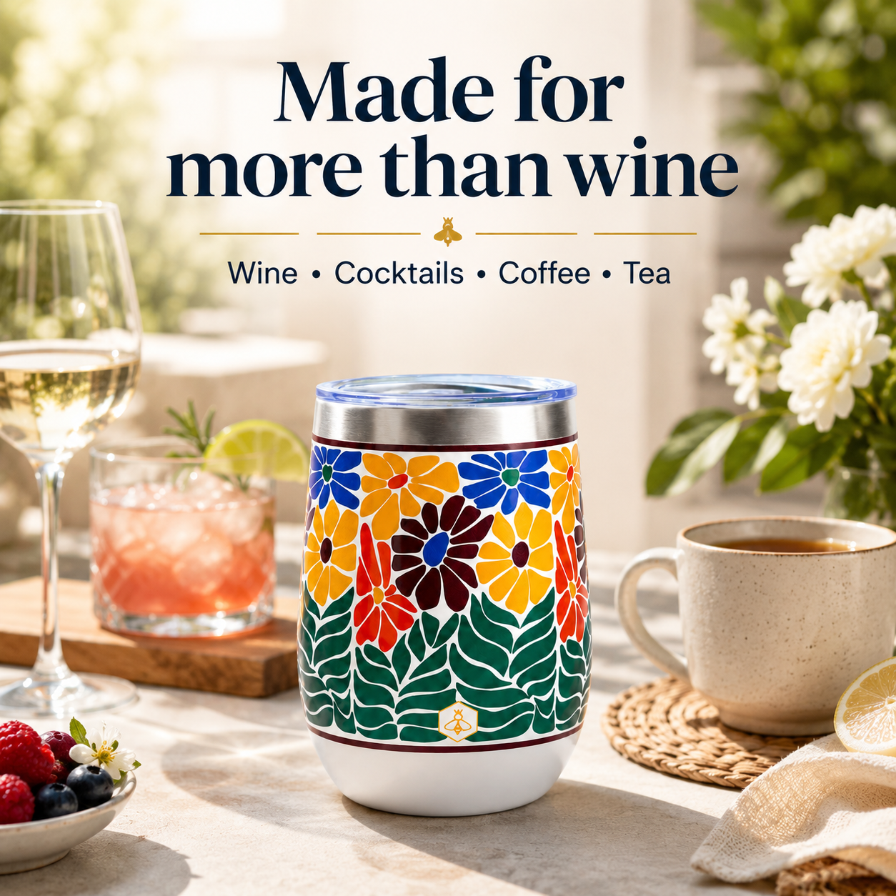 Wine Tumbler 3-Pack | Retro Floral