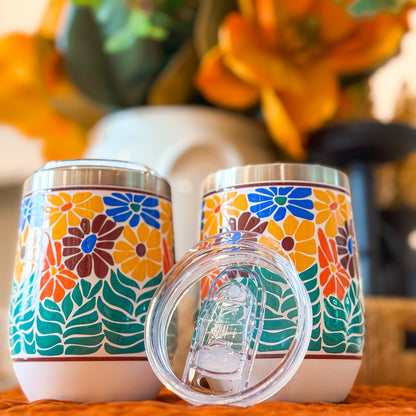 Retro Floral Wine Tumbler 2-Pack