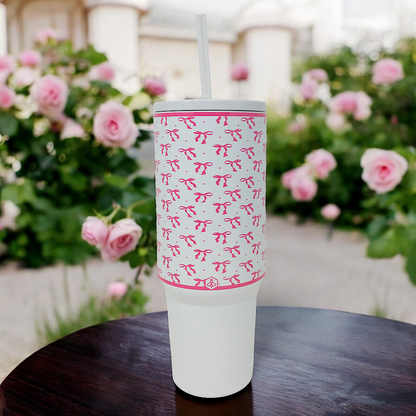 Pink Bow Coquette 40oz Straw Tumbler