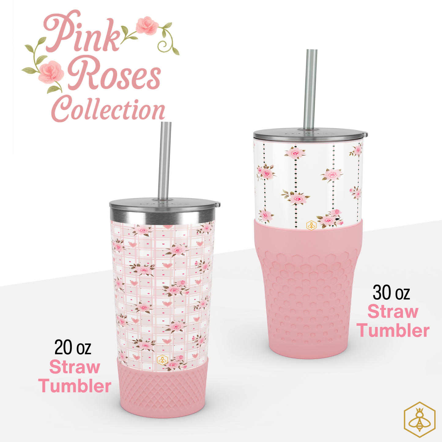 30oz Tumbler - Pink Roses