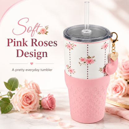 Pink Roses — 30oz Charm Tumbler