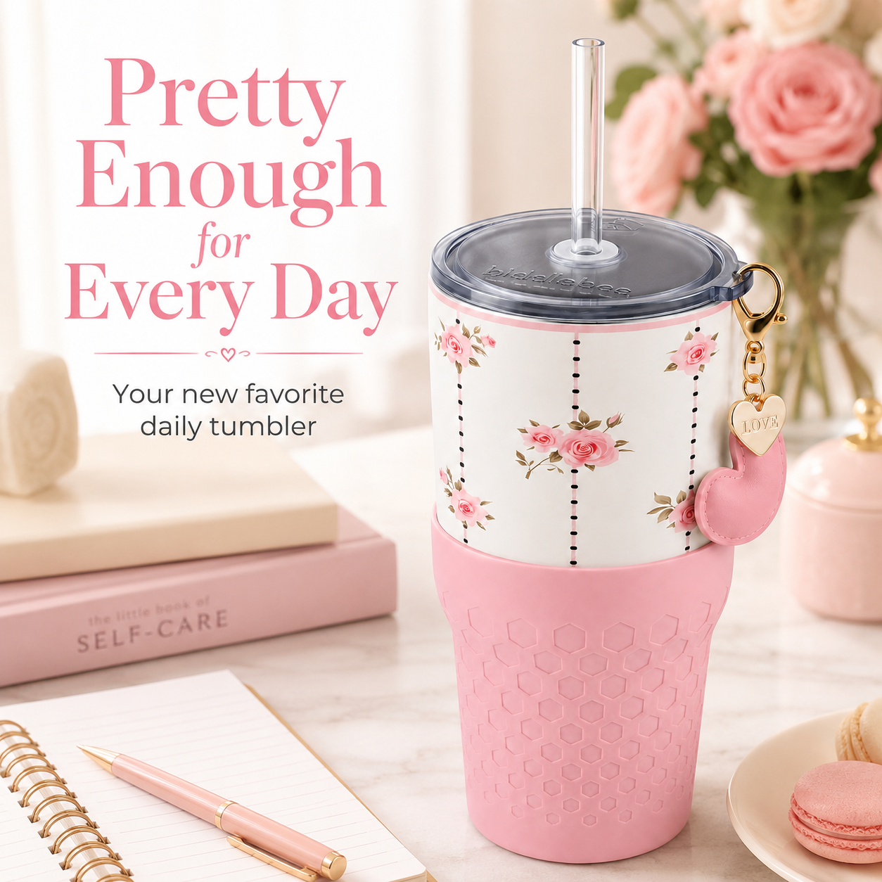 Pink Roses — 30oz Charm Tumbler