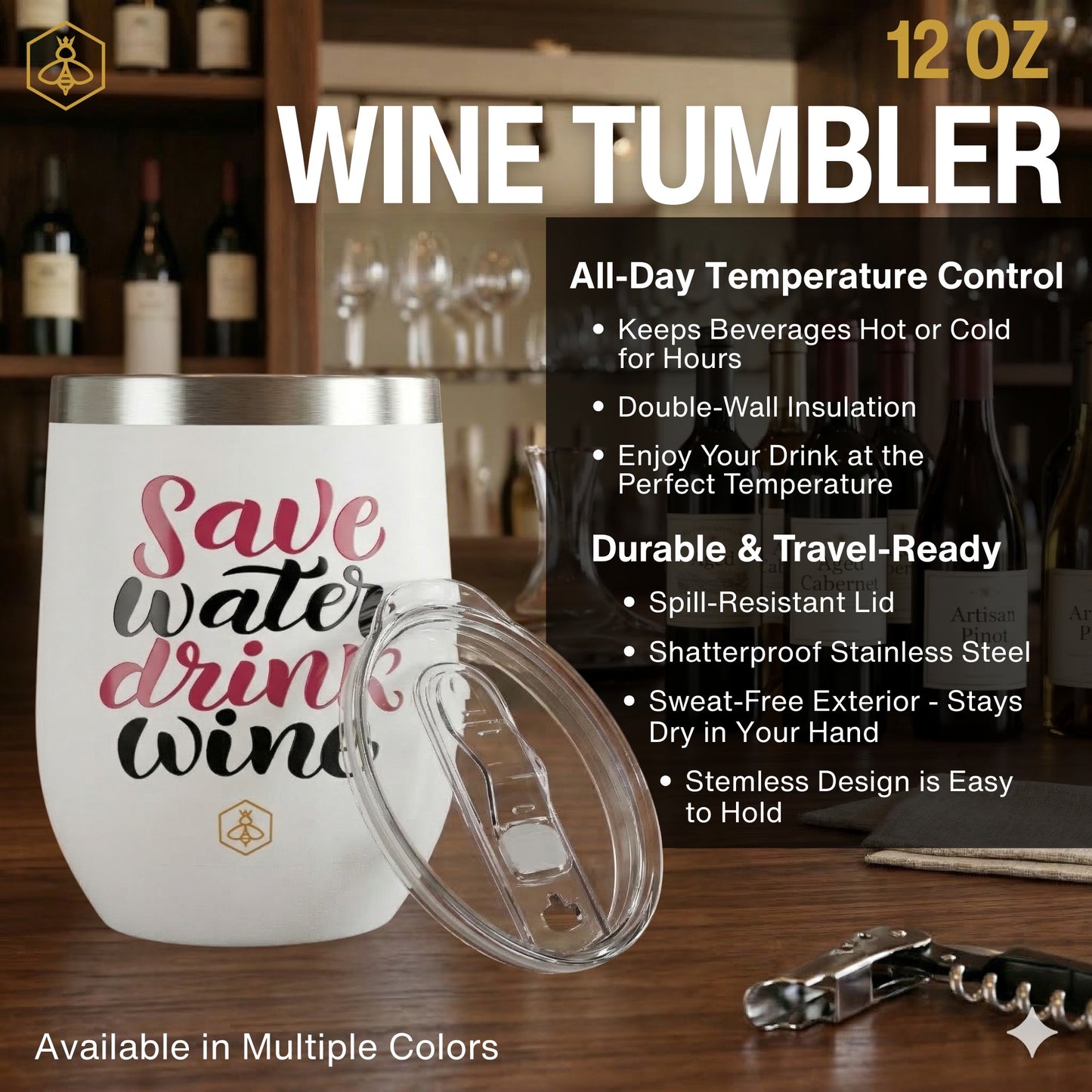 Save Water Drink Wine Tumbler 2-Pack