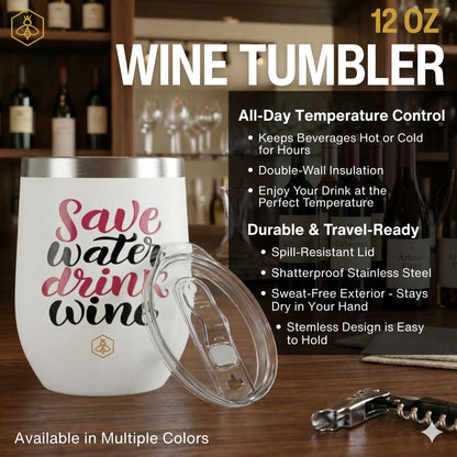 Save Water Drink Wine Tumbler 2-Pack