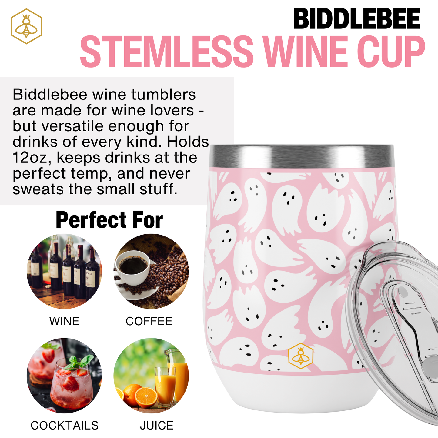 Pink Ghosts Wine Tumbler