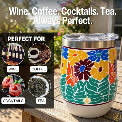 Retro Floral Wine Tumbler 2-Pack