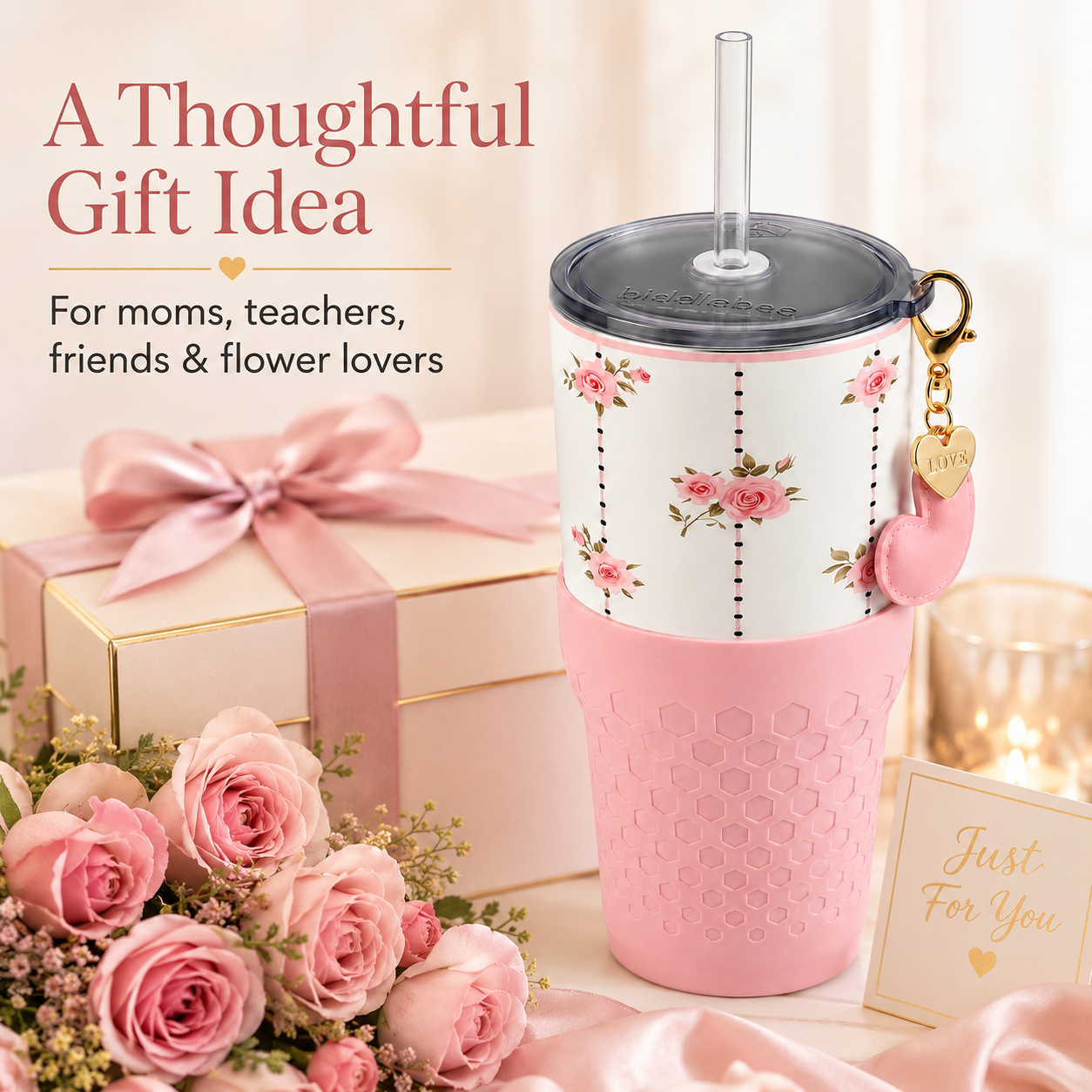Pink Roses — 30oz Charm Tumbler