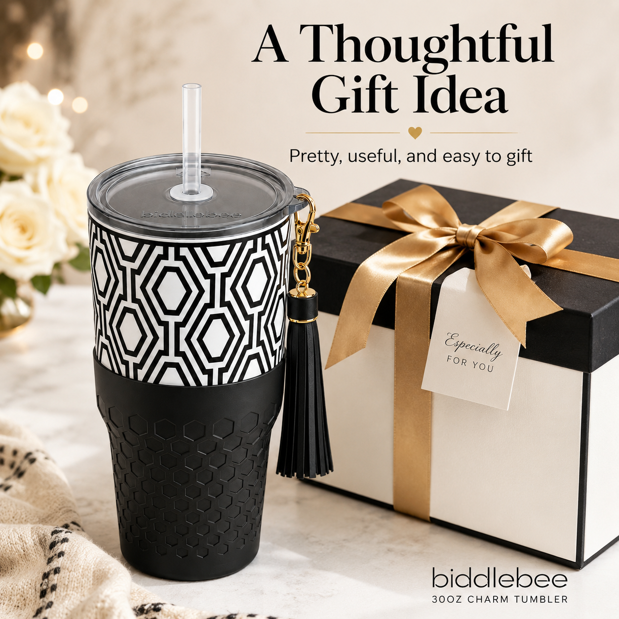 Black & White — 30oz Charm Tumbler