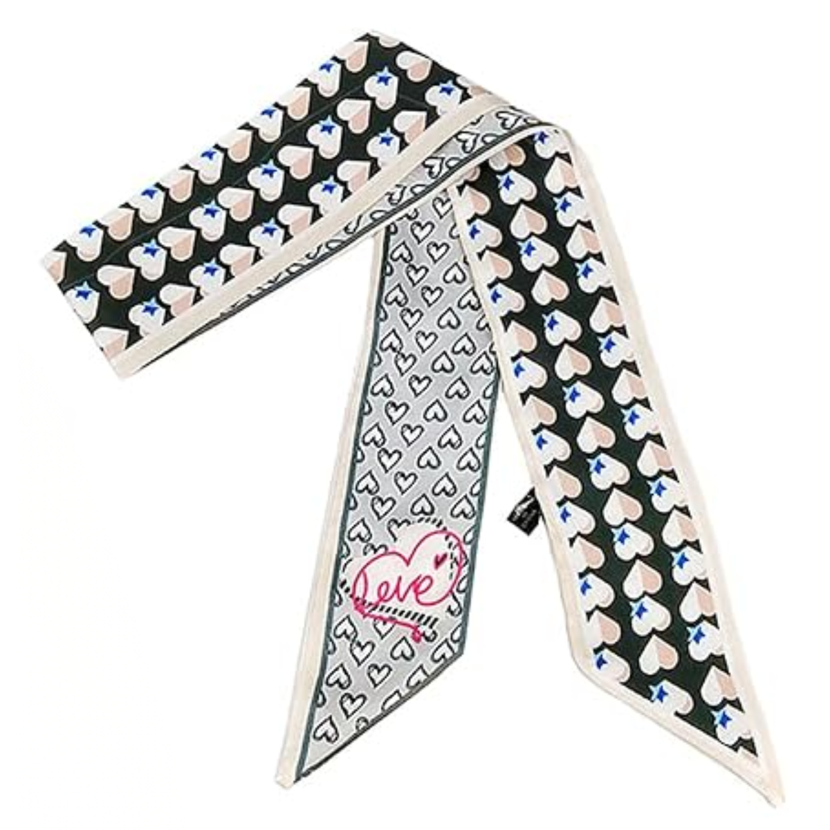 Purse Scarf | Black Hearts | 35"