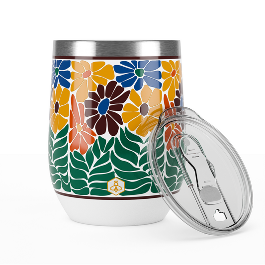 Wine Tumbler - Retro Floral Faith