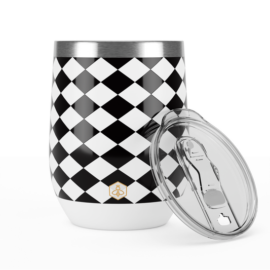 Wine Tumbler - Black & White Diamonds