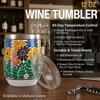Retro Floral Wine Tumbler 2-Pack