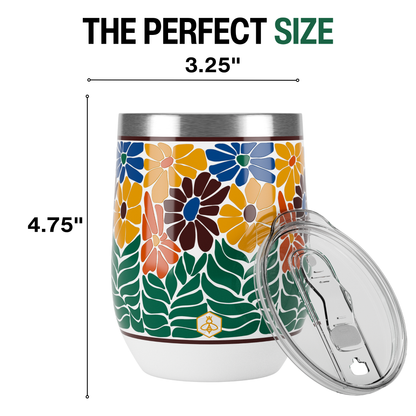Wine Tumbler - Retro Floral Faith