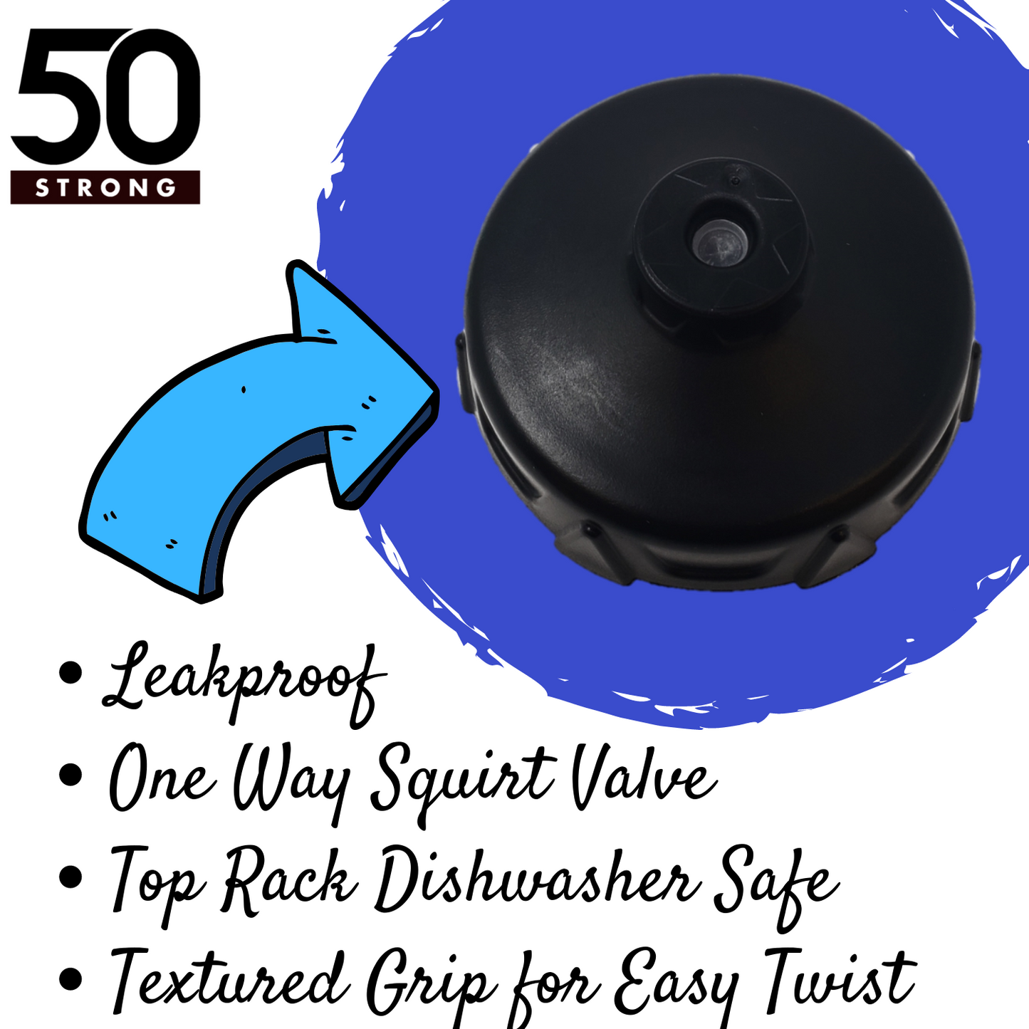 Jet Stream Cap with One-Way Valve (Black) - 50 Strong